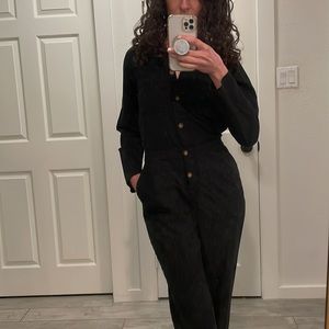 Hollister Black Button-Down Jogger Jumpsuit